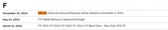 EA宣布《FIFA 22》服务器将于今年年内关闭图片1
